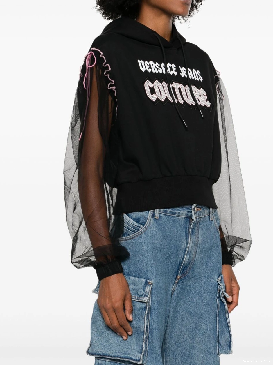 Cheap Embellished Logo Women Gothic Jeans hoodie Versace Couture 0808